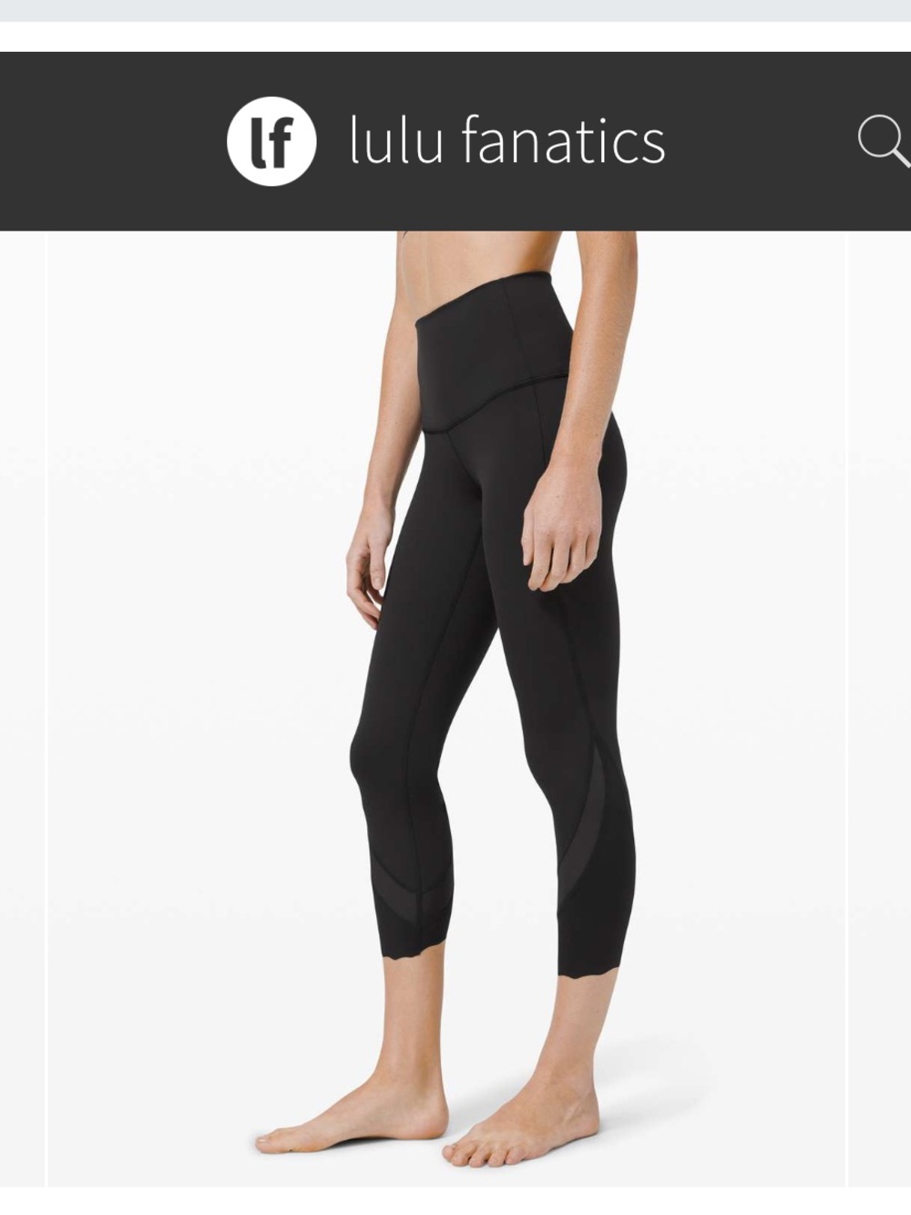 Lululemon Wunder Under Crop High-Rise Roll Down Scallop Luxtreme 23" Sz 16 Black